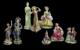 Quantity of Porcelain Figures, comprising two 'Ladies of the Stage' figures, Peg Woffington and Nell