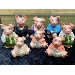 Collection of Wade Nat West Piggy Banks, comprising Mummy, Daddy, Son, Daughter & Baby, together