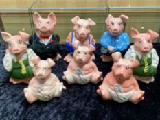 Collection of Wade Nat West Piggy Banks, comprising Mummy, Daddy, Son, Daughter & Baby, together