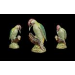 Beswick Hand Painted Porcelain Bird Figure ' Green Woodpecker ' No Flowers to Base. Model No