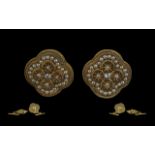 Antique Period Superb Quality Pair of 18ct Gold Gem Set Cufflinks, Excellent Design, Set with