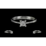 Ladies Platinum Superb Single Stone Diamond Set Ring, marked Platinum 950 to shank. The princess cut