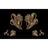 Stuart Devlin 14ct Gold and Diamond Earrings, made using Welsh gold set with diamonds and with