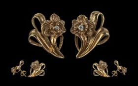 Stuart Devlin 14ct Gold and Diamond Earrings, made using Welsh gold set with diamonds and with