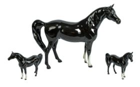 Beswick Hand Painted Horse Figure - Arab ' Xayal ' Model No 1265. Black Colour way. Designer A.