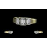 Ladies 18ct Gold - Good Quality Modern 3 Stone Diamond Set Dress Ring. Full Hallmark to Interior