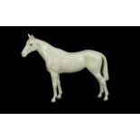 Beswick Porcelain Figure ' Bois Roussel ' Racehorse - 2nd Version. Painted White Colour way.