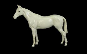 Beswick Porcelain Figure ' Bois Roussel ' Racehorse - 2nd Version. Painted White Colour way.