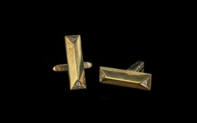 Pair of 9ct Gold Cufflinks, bar style each set with two round cut diamonds. Weight 6.55 grams.