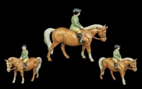 Beswick Hand Painted Boy on Pony Figure. Model No 1500. Palomino Colour way. Designer A. Gredington.