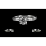 Ladies 18ct White Gold Contemporary Single Stone Diamond Set Ring, full hallmark to interior of