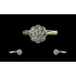 Mid Victorian Period - Ladies 18ct Gold Diamond Set Cluster Ring, Flower head Design. Full