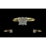 Edwardian Period Ladies Petite 18ct Gold & Platinum Diamond Set Ring. Marked 18ct and Platinum to