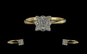 Edwardian Period Ladies Petite 18ct Gold & Platinum Diamond Set Ring. Marked 18ct and Platinum to