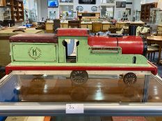 Large Scratch Built Victorian Wooden Model Train 1890's. Approx 40'' long, detailed model.