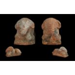 Pair of Georgian Sash Window Stops in the form of stylized elephants; made of terracotta,