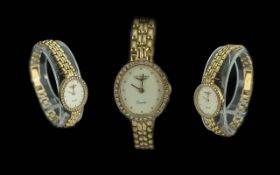 Longines 9ct Gold Diamond Set Quartz Wrist Watch. Full Hallmark to Watch Case and Bracelet. Est