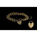 Victorian Period 1837 - 1901 Excellent Quality Snake Design 9ct Gold Curb Bracelet with Heart Shaped