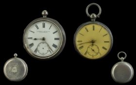 Two Silver Pocket Watches, with keys, as found. One by Joseph Haycock.