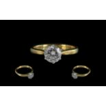 Ladies 18ct Yellow Gold and Platinum Single Stone Diamond Set Ring. The Round Modern Brilliant Cut