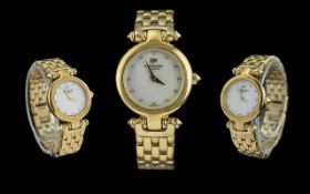 Raymond Weil Geneve 18ct Gold Electroplated Ladies Diamond Set Wrist Watch - Ref 5868. Features