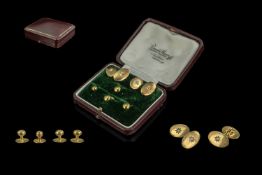 Victorian Period 1837 - 1901 Superb Gents Boxed Set of 18ct Gold Cufflinks and Studs Set with