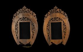 Antique Italian Carved Matching Pair Photo Frames. Pair of Serento Photo Frames Inlaid with