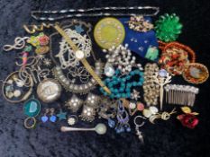 Collection of Vintage Costume Jewellery, comprising brooches, pearls, bangles, beads, watches, etc.