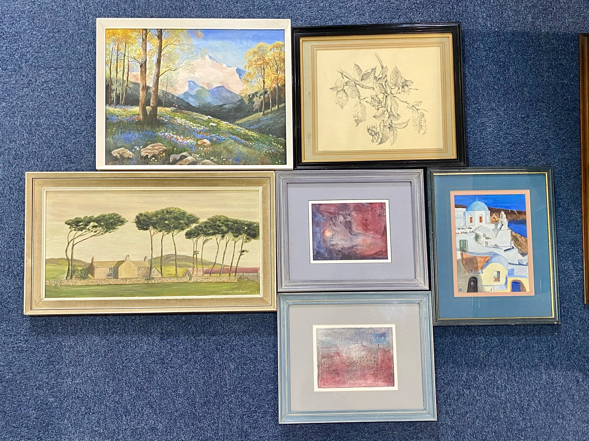 Selection of Original Artwork, including Kershaw (Mountain & Sheep), Ted Pickup (Botanical), John