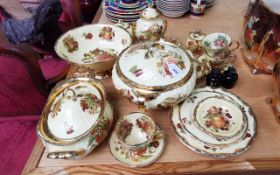 Quantity of Canterbury Fruit Pattern Porcelain, comprising a large round serving dish and oval
