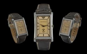 Gents Emporio Armani Wrist Watch, genuine, with original Emporio Armani leather watch strap and