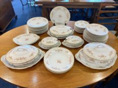 Victoria Austria Pottery Items. Includes 11 Desert / Soup Dishes, 11 Dinner Plates, 9 Medium Plates,