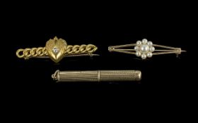 Edwardian Period 1902 - 1910 9ct Gold Telescopic Toothpick, With Full Hallmark for London 1904.