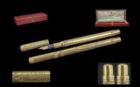 Swan 14ct Gold Cased Early Fountain Pen with planished finish, signed 'Swan' and marked 14ct gold;