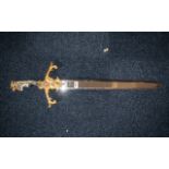 Decorative & Heavy Oriental Fantasy Display Sword, marked 'Boris' to blade, with figure and