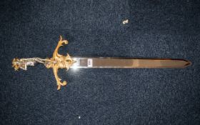 Decorative & Heavy Oriental Fantasy Display Sword, marked 'Boris' to blade, with figure and