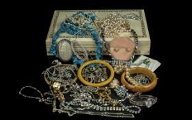 Collection of Vintage Costume Jewellery, comprising brooches, pearls, bangles, beads, chains, etc.