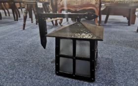 A Galvanized Black Painted Outdoor Lantern Light untested a/f.