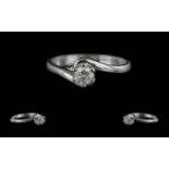 18ct White Gold Excellent Quality Single Stone Diamond Set Ring. Marked 750 to shank. The round