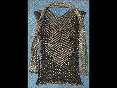 1920's Style Shift Dress, of black lace decorated with gold design, together with a matching heavily