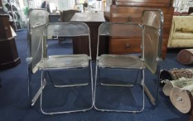 Set of Four 'The Plia' Folding Chairs by Castelli. clear seats,chrome frames, Italian made 1970's