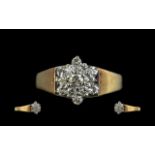 Ladies 18ct Gold Excellent Quality Diamond Set Cluster Ring, flowerhead design. Full hallmark to