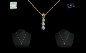 Ladies 14k Yellow Gold Diamond Pendant and Necklace. Comes In Original Box and The Jewellery Channel