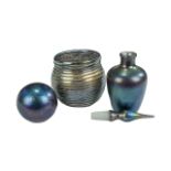 Three Pieces of Ditchfield Glass, comprising a round banded pot 4.5'' high, marked Ditchfield 248 to