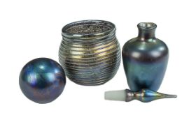 Three Pieces of Ditchfield Glass, comprising a round banded pot 4.5'' high, marked Ditchfield 248 to