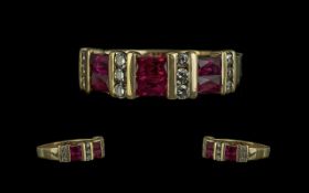 14ct Gold Attractive Ruby and Diamond Set Ring. Marked 14ct to Shank. Rubies and Diamonds of
