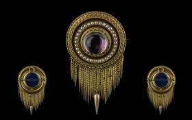 Victorian Mid Period High Fashion Superb Quality 18ct Gold Large and Impressive Circular Amethyst