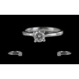 Platinum Superb Quality Single Stone Diamond Set Ring - Marked Platinum 950 To Interior of Shank.