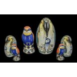 Royal Crown Derby Hand Painted Pair of Porcelain Figural Weights ( 2 ) Comprises 1/ Bee-eater Silver