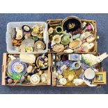 Quantity of Assorted Porcelain, Pottery & Collectibles, in four boxes, including blue and white